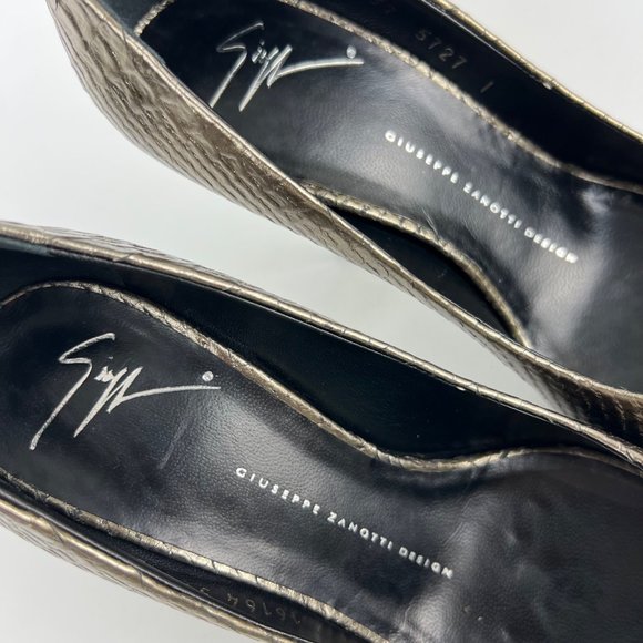 Giuseppe Zanotti NEW Womens Sharon Metallic Snake Platform Heels size 37 US 7 - Picture 11 of 16